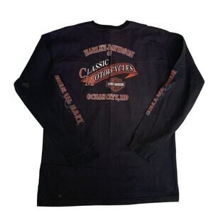 Harley Davidson Long Sleeve TShirt Ocean City, MD Graphic on Back XL USA